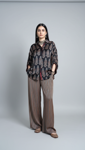 Taana Ajrakh Print Kaftan shirt cord-set for women